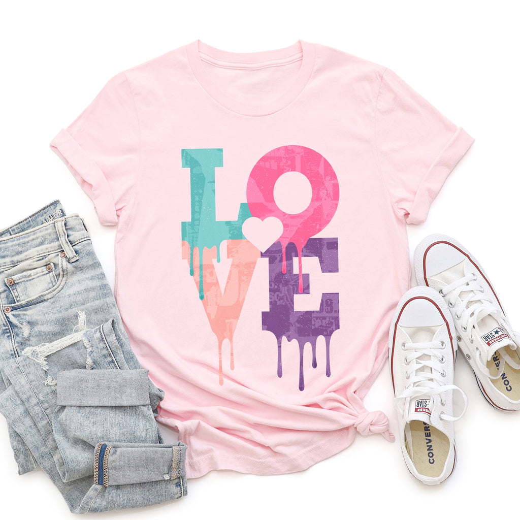 Retro Love Dripping Paint Expressionistic Hearts Neon Vintage Vibe Limited Edition Graphic Tee