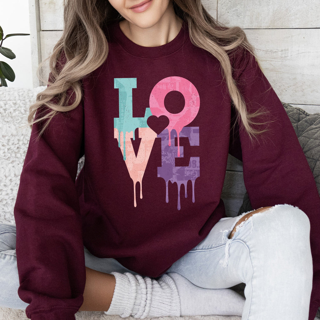 Retro Love Dripping Paint Valentine's Day Graphic Bold Edition Limited Exclusive Sweatshirt