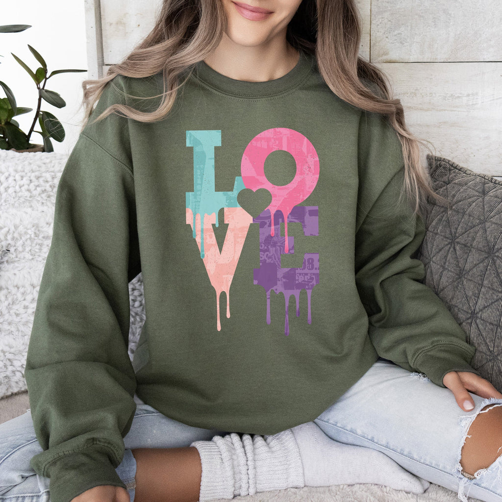 Retro Love Dripping Paint Valentine's Day Graphic Bold Edition Limited Exclusive Sweatshirt