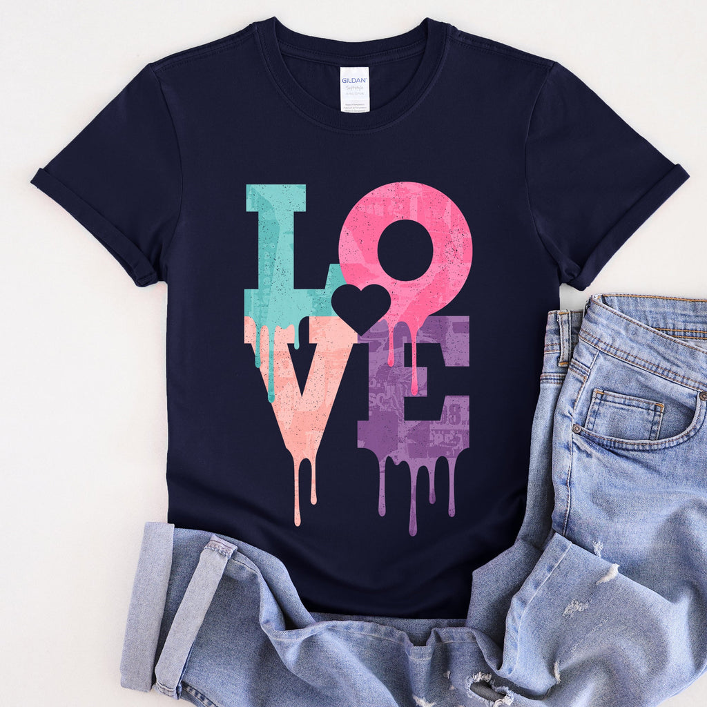 Retro Love Dripping Paint Expressionistic Hearts Neon Vintage Vibe Limited Edition Graphic Tee