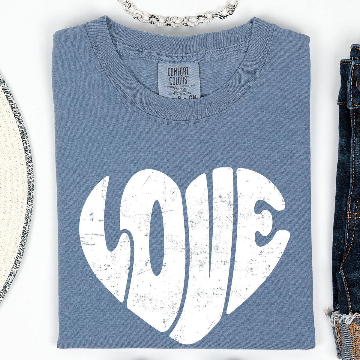Retro Love Heart Vintage Valentine Edition Ultra Soft Everyday Wear Comfort Colors Tee