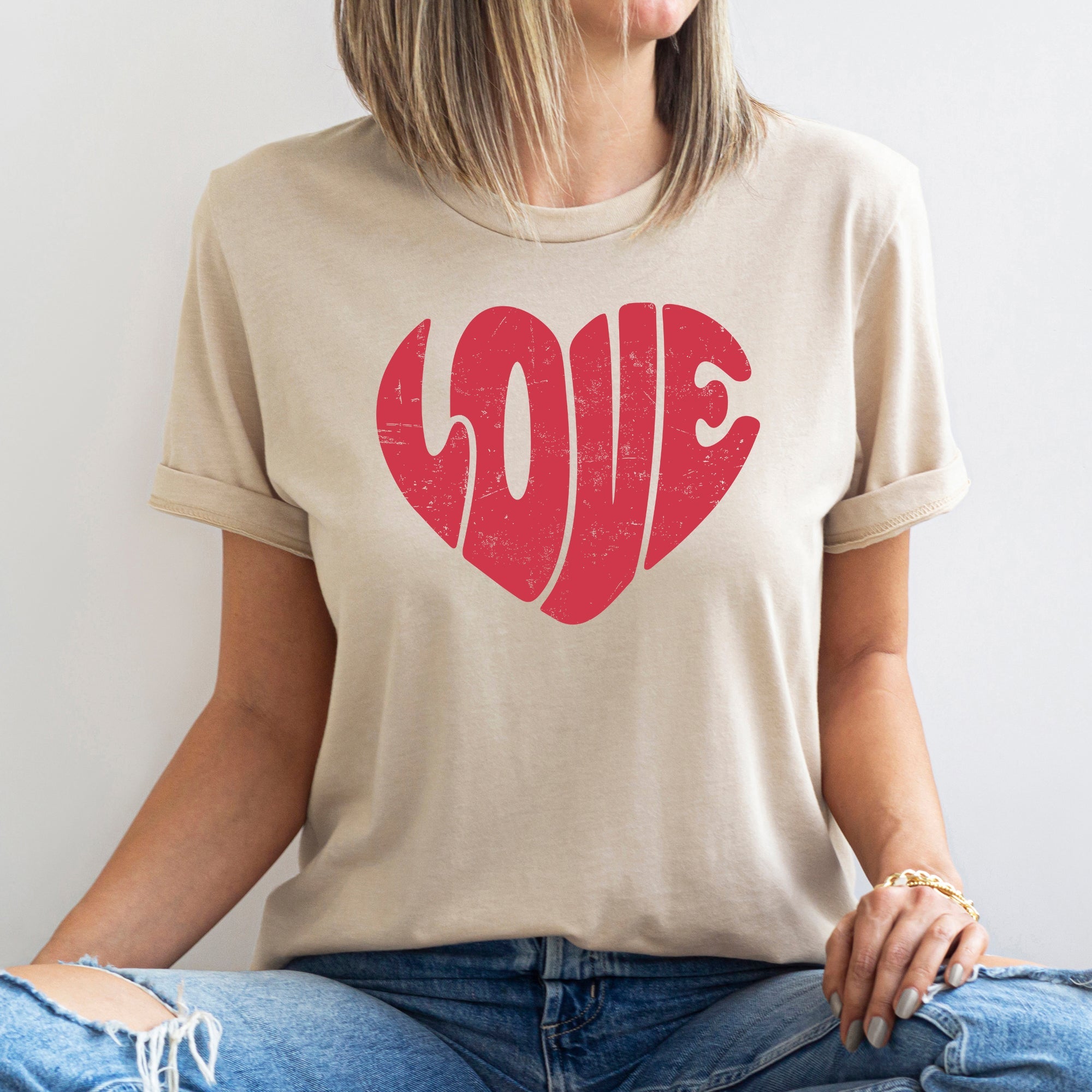 Retro Love Heart Vintage Valentine's Day Romance Fashion Print Inspired Classic Graphic Tee