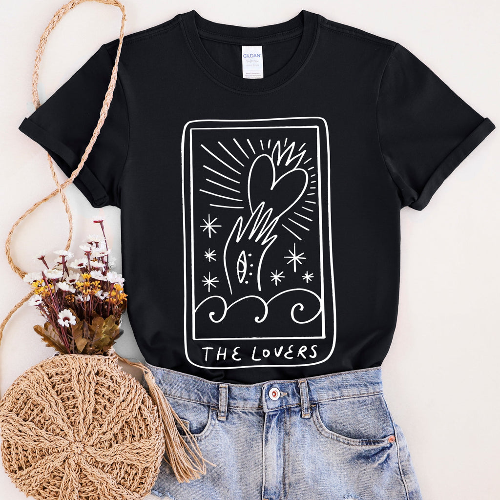 Lovers Tarot Mystical Magic Vintage Oracle Card Design For Valentine's Day Lovers Graphic Tee
