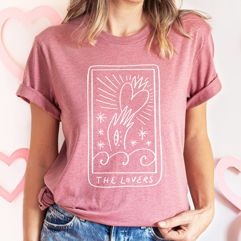 Lovers Tarot Mystical Magic Vintage Oracle Card Design For Valentine's Day Lovers Graphic Tee