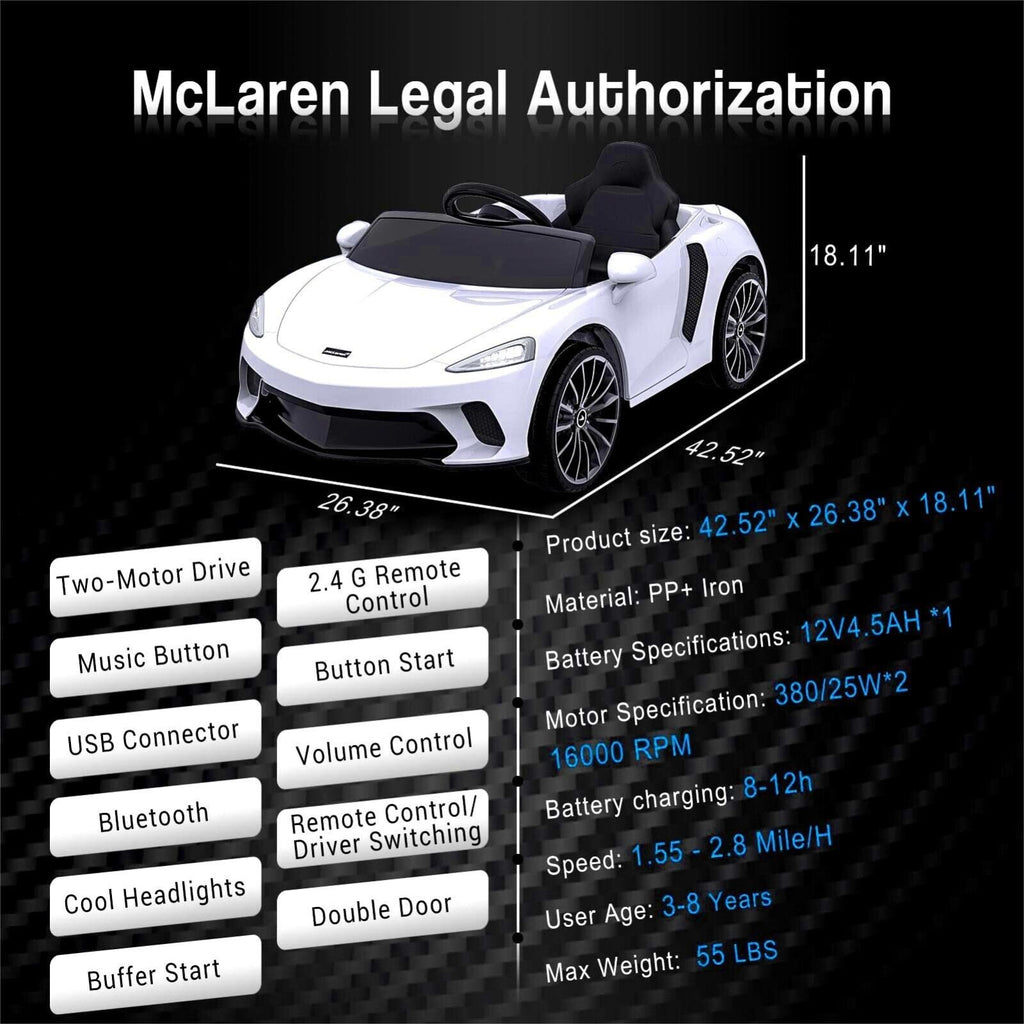 McLaren Ride On Car for Kids: 12V Electric with Remote Control