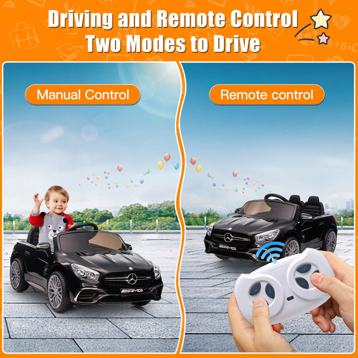 Mercedes Benz AMG SL65 Electric Ride On Car for Kids with Remote Control and LED Lights - 12V