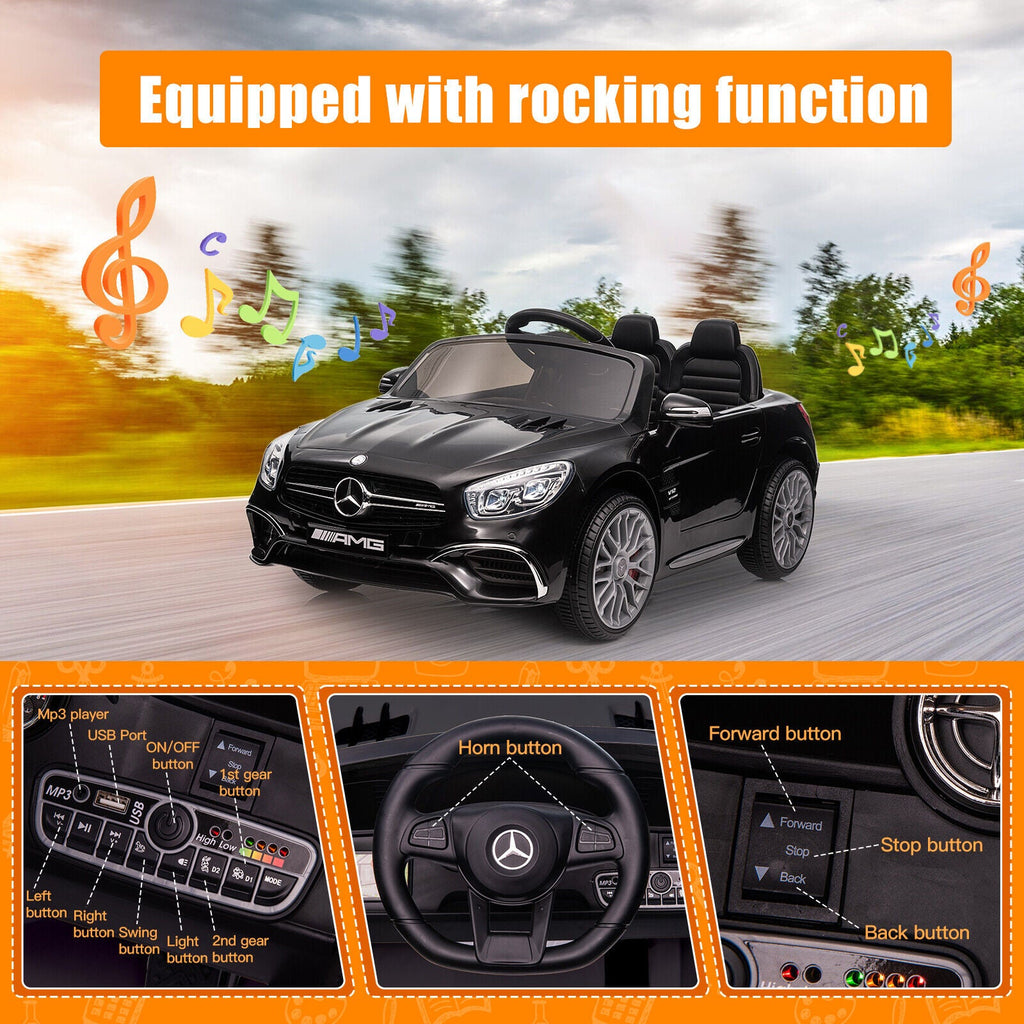 Mercedes Benz Licensed Electric Kids Ride On Car Toy - Black