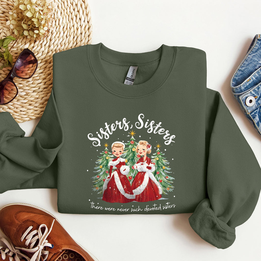 Sisters White Christmas Movie Inspired Classic Musical Cozy Cotton Blend Sweatshirt