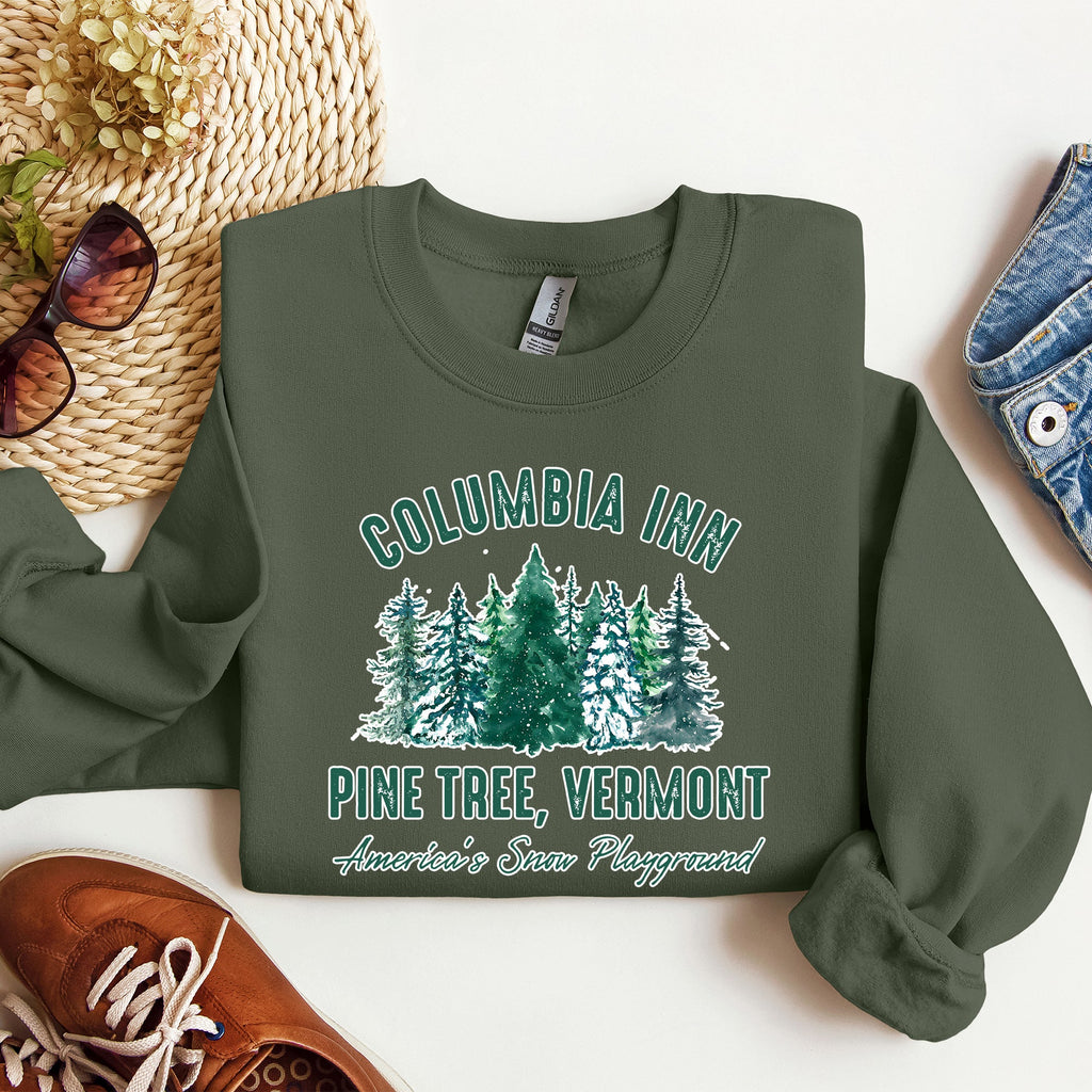 Columbia Inn White Christmas Movie Classic Musical Cozy Vintage Inspired Sweatshirt
