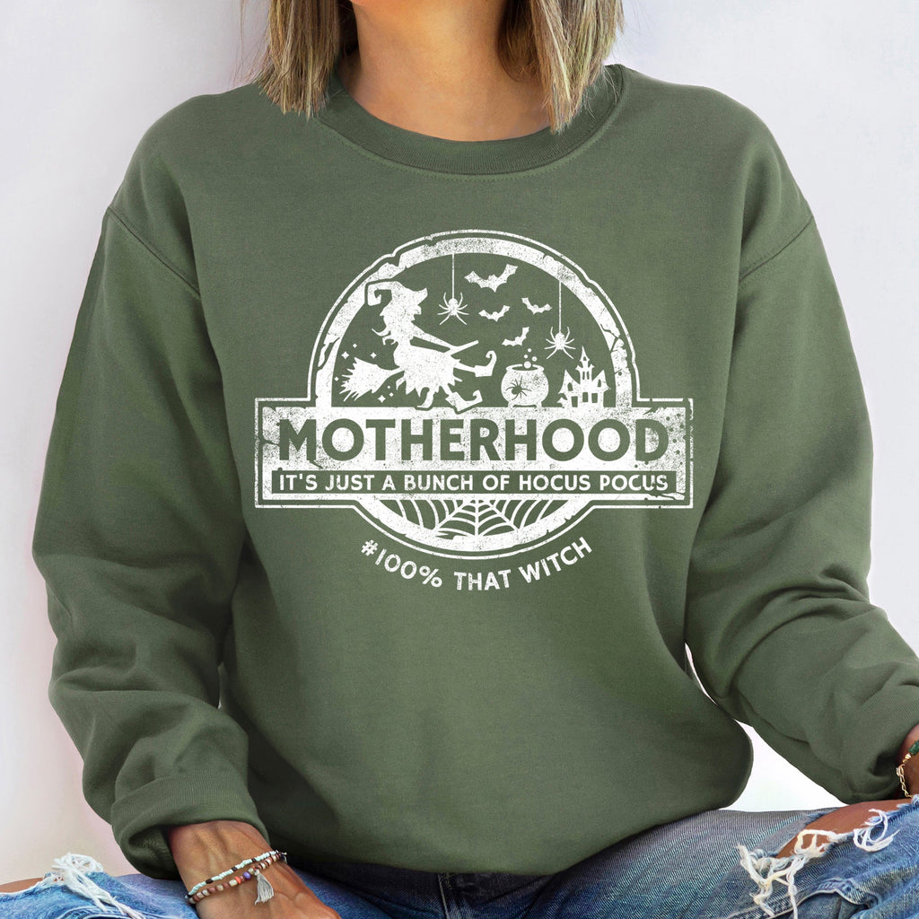 Mother Witch Halloween Moonlit Spellbound Cozy Nightfall Vibes Seasonal Dark Magic Sweatshirt