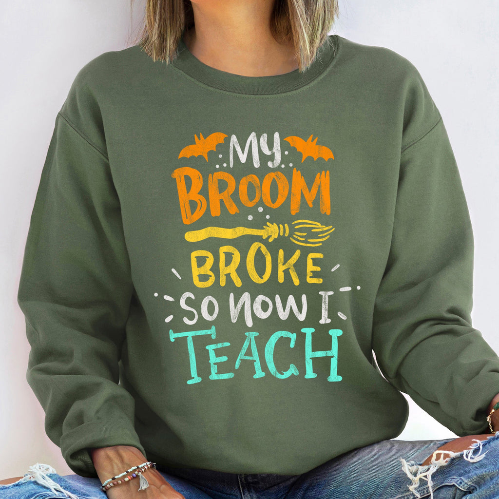 My Broom Broke Halloween Cozy Ghostly Laughs For Ghost Lovers Seasonal Sweatshirt