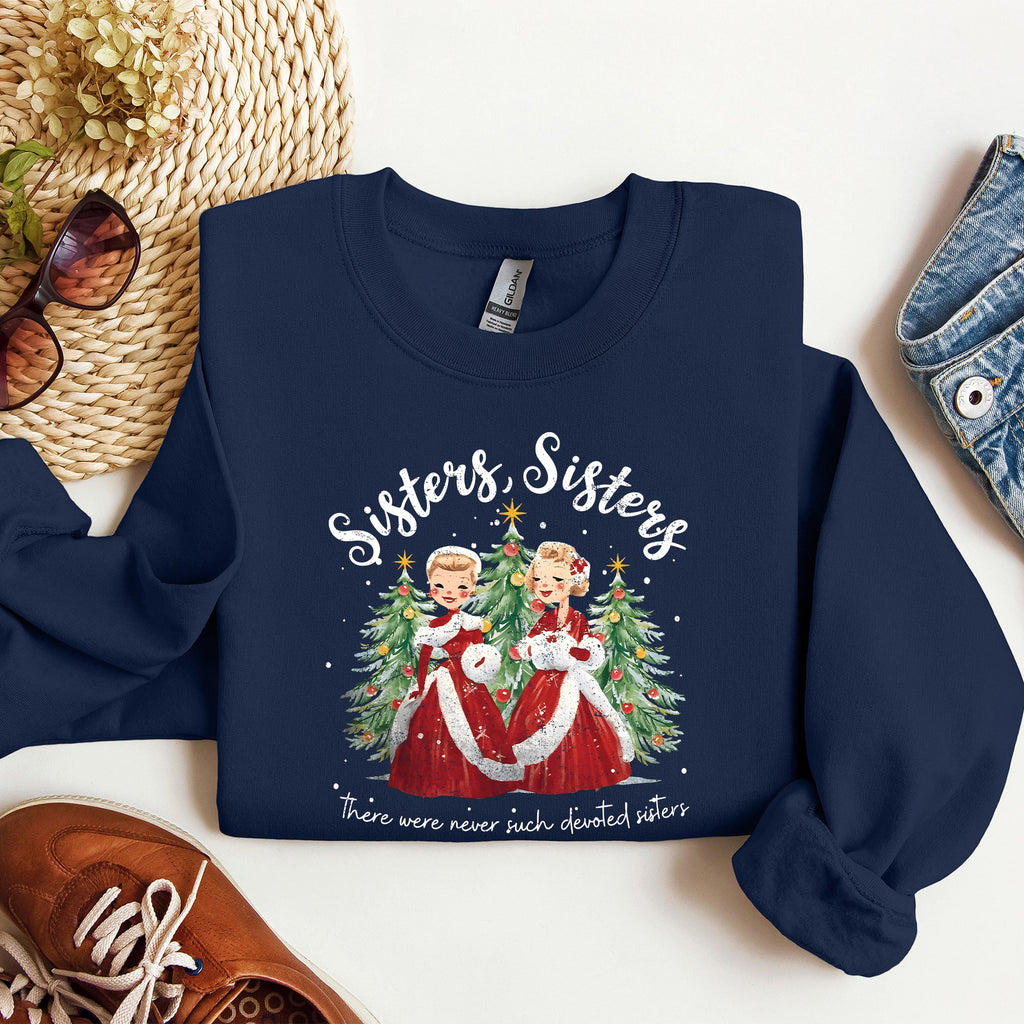 Sisters White Christmas Movie Inspired Classic Musical Cozy Cotton Blend Sweatshirt