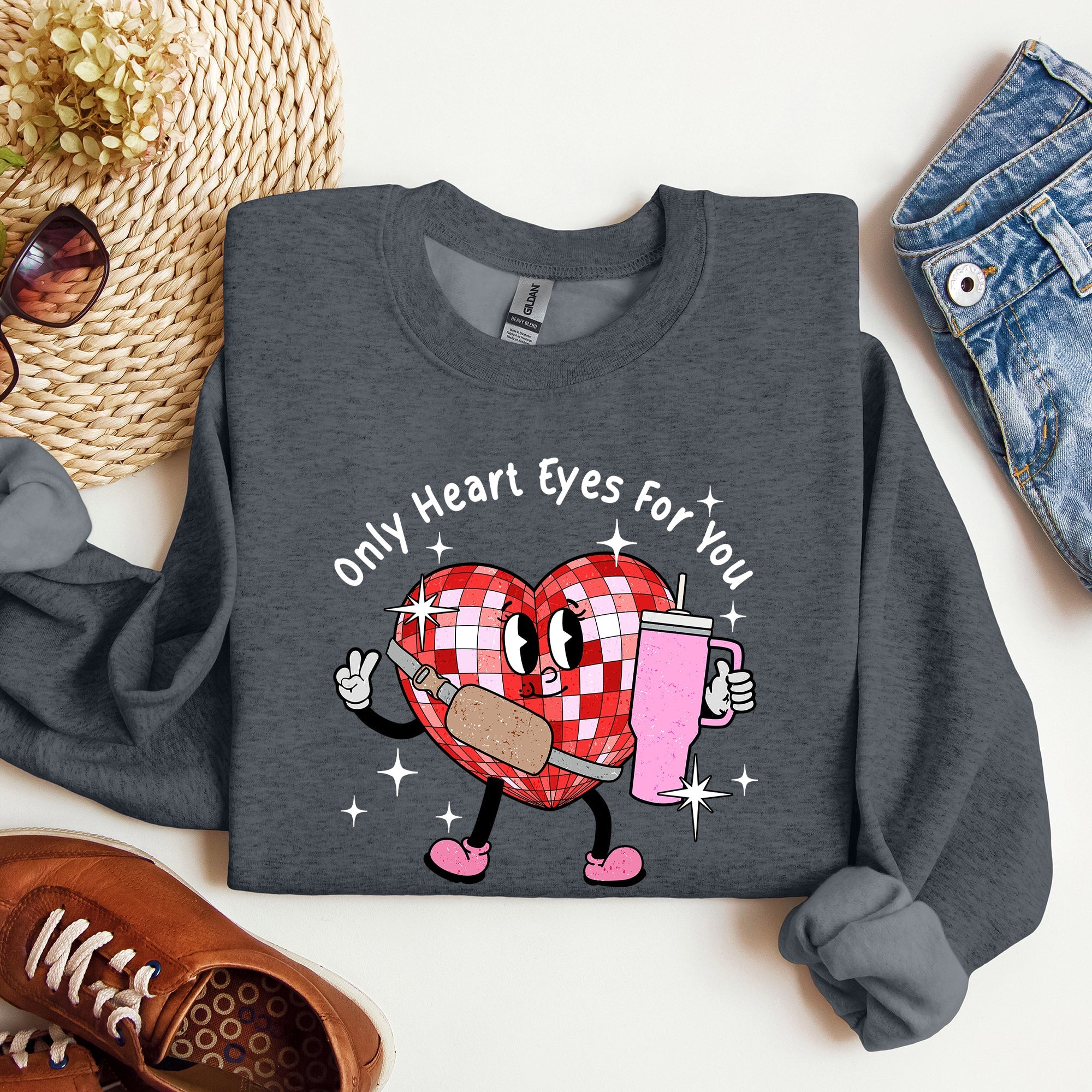 Only Heart Eyes For You Disco Heart Bougie Boojee Valentine's Day Edition Sweatshirt
