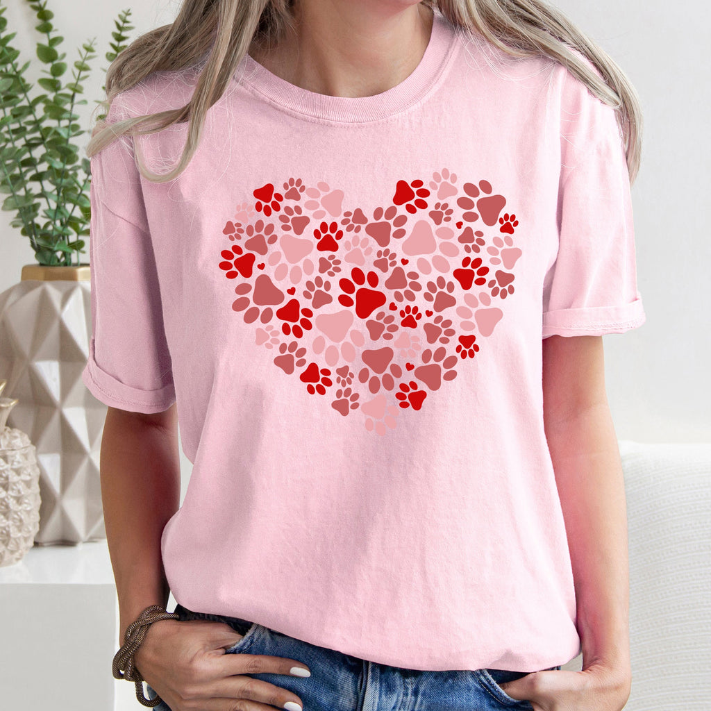 Paw Print Heart Pets Dogs Cats Love For Pet Lovers Gift For Animal Enthusiasts Comfort Colors Tee