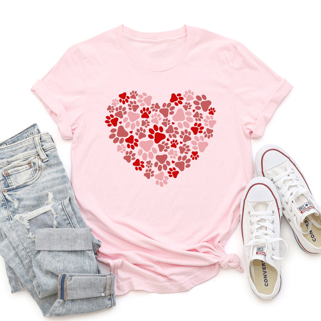 Paw Print Heart Pet Lovers Dogs Cats Valentine's Day Ultra Soft Cozy Graphic Tee