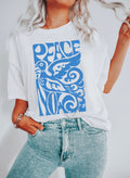 Peace Now Blue Print Comfort Colors Tee