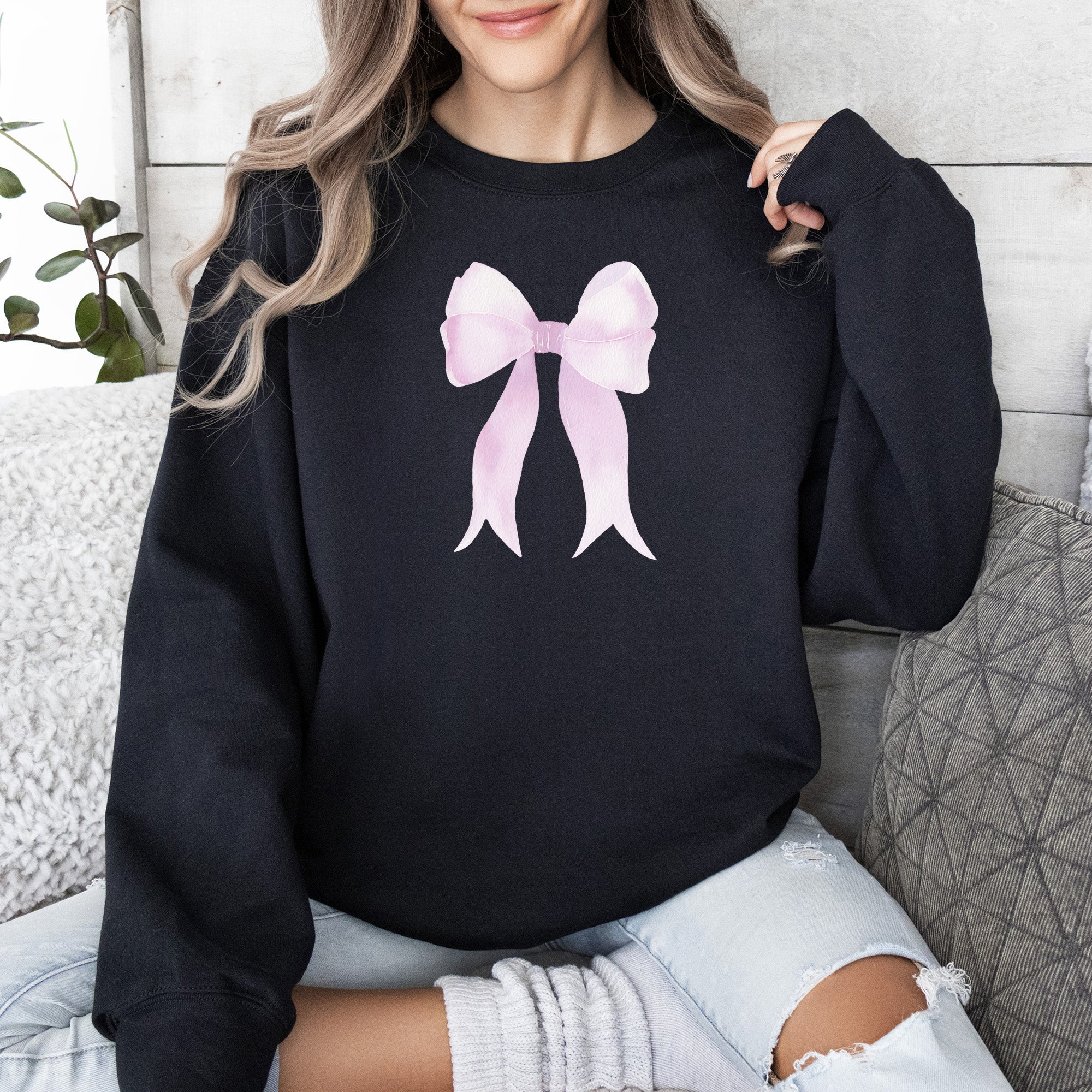Pink Ribbon Coquette Bow Valentine's Day Romantic Ribbon Motif Graphic Sweatshirt