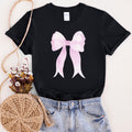 Pink Ribbon Coquette Bow Design Soft Look Valentine All Day Comfort Fabric Graphic Tee