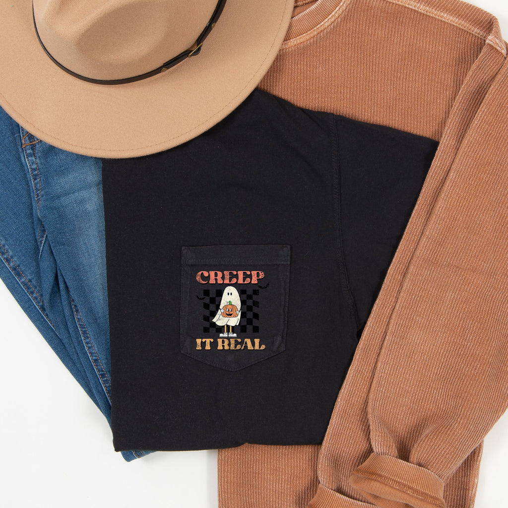 Creep It Real Checked Halloween Pocket Comfort Colors Tee