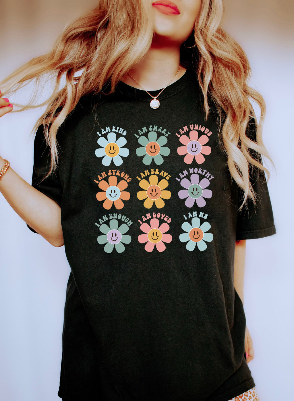Positive Smiley Daisies Comfort Colors Tee