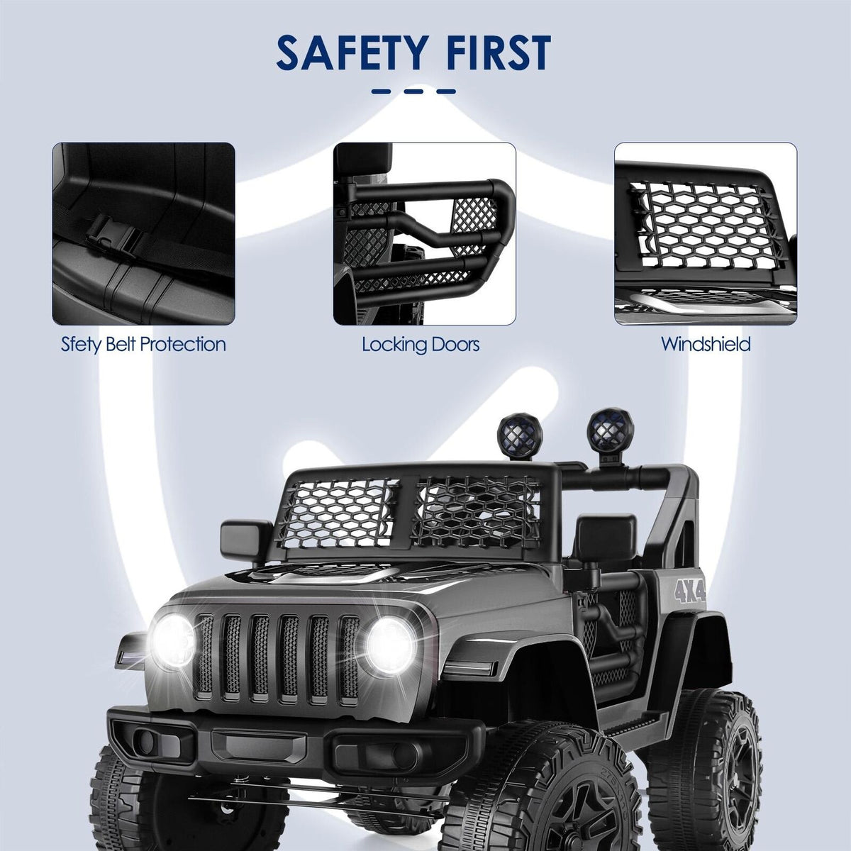 Premium 12V Electric Jeep for Kids with MP3 Music, LED Lights, and Powerful 7Ah Battery - Suitable for Ages 3-8