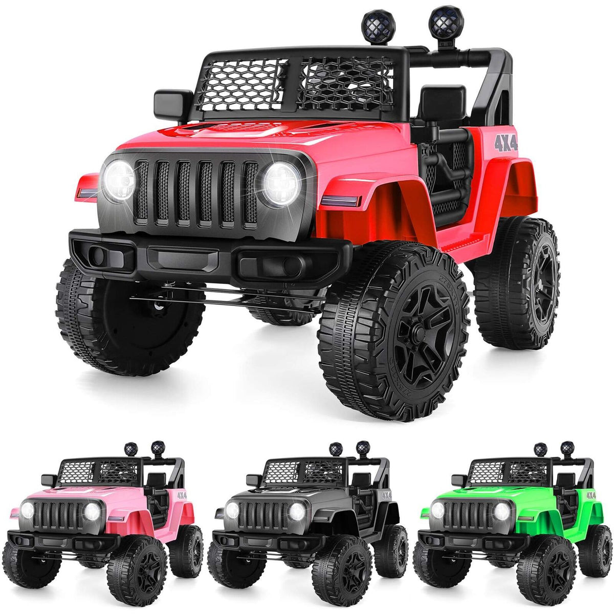Electric Ride-On Truck for Kids with LED Lights and Parental Remote Control - 3 Speed Options