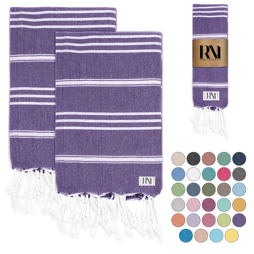 Istanbul Classic Turkish Hand Towel Set for Kitchen, Bath, Beach, Gym, Yoga and Travel