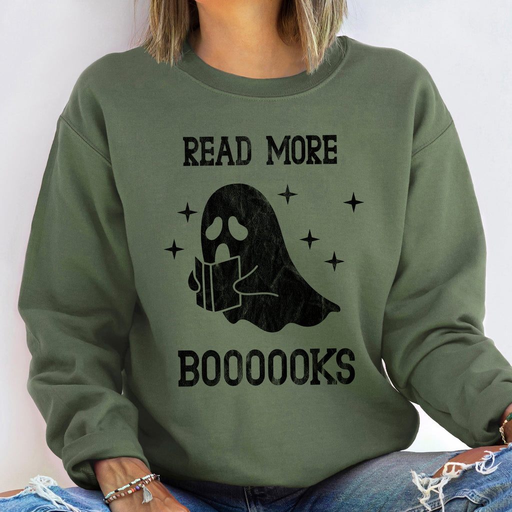 Read More Books Vintage Halloween Cozy Autumn Library Night Read Aloud Sweatshirt