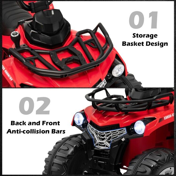 Red 12V Kids ATV Ride-On Car with MP3 Player and Headlights - Perfect Gift for Children