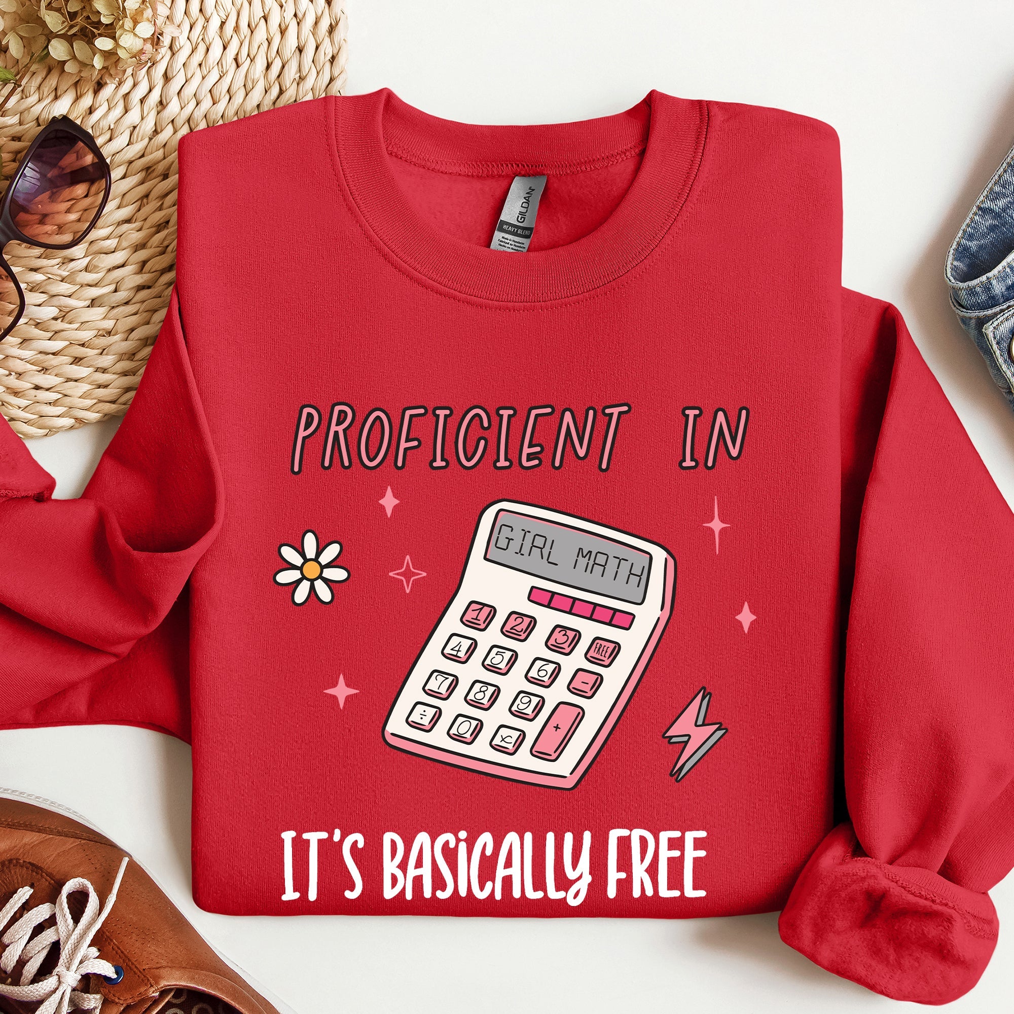 Girl Math Basically Free Calculator TikTok Quote About Spending Wisely For Laughs Sweatshirt