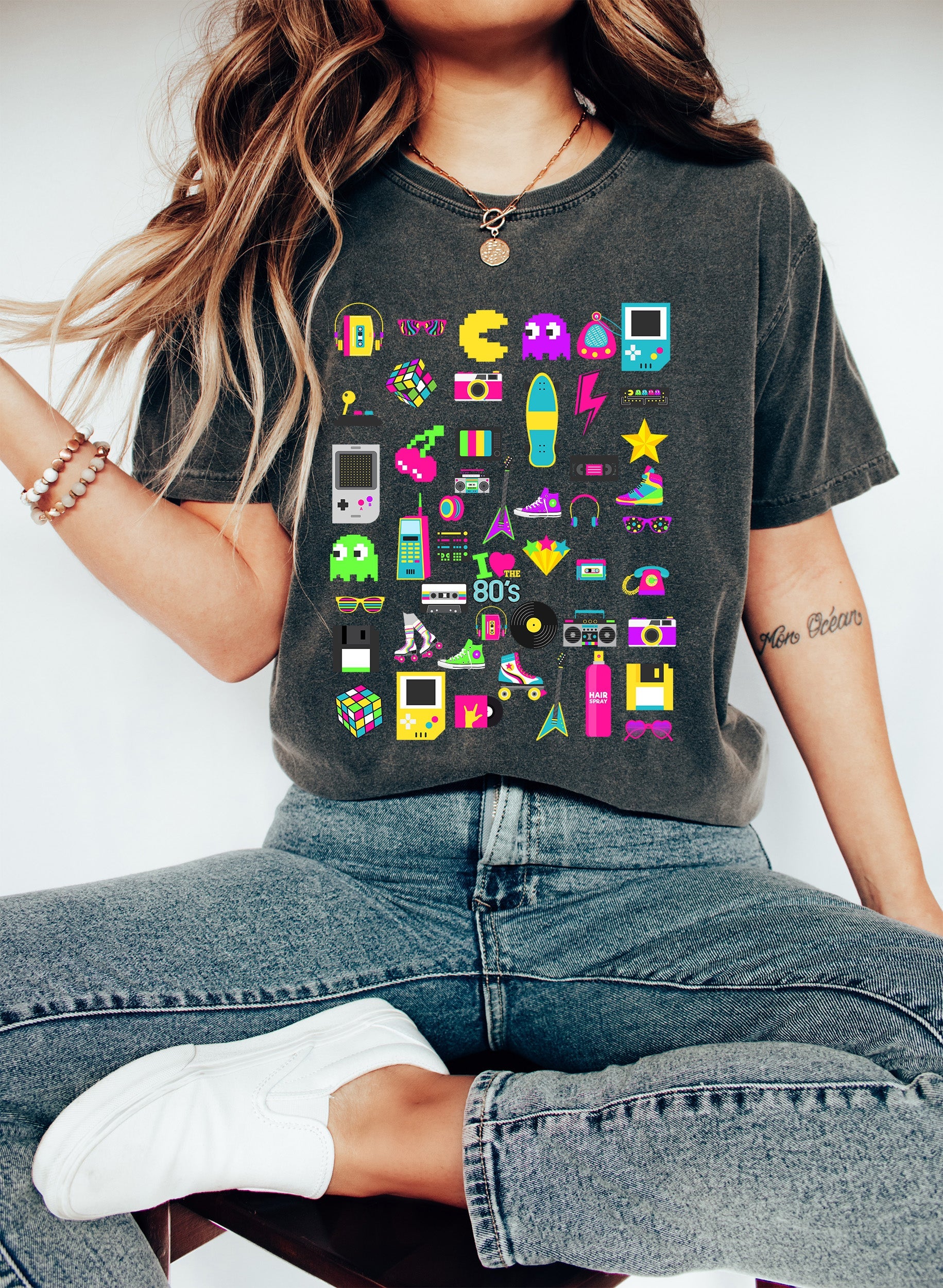 I Love The 80s Icon Pack Nostalgic Retro Pop Culture Graphics Edition Comfort Colors Tee