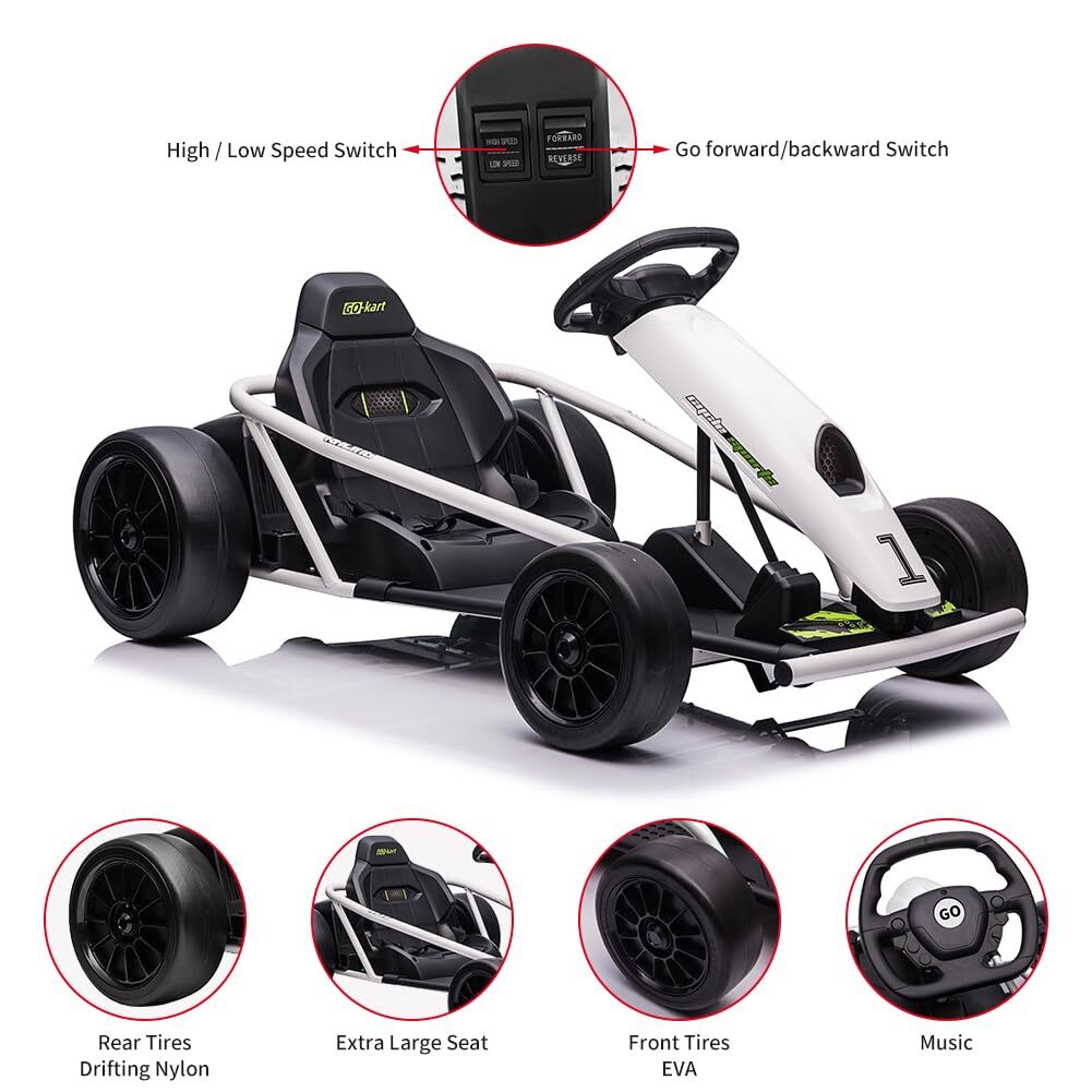 24V Electric Ride-On Go-Kart for Kids High-Speed Drifting Car Toy