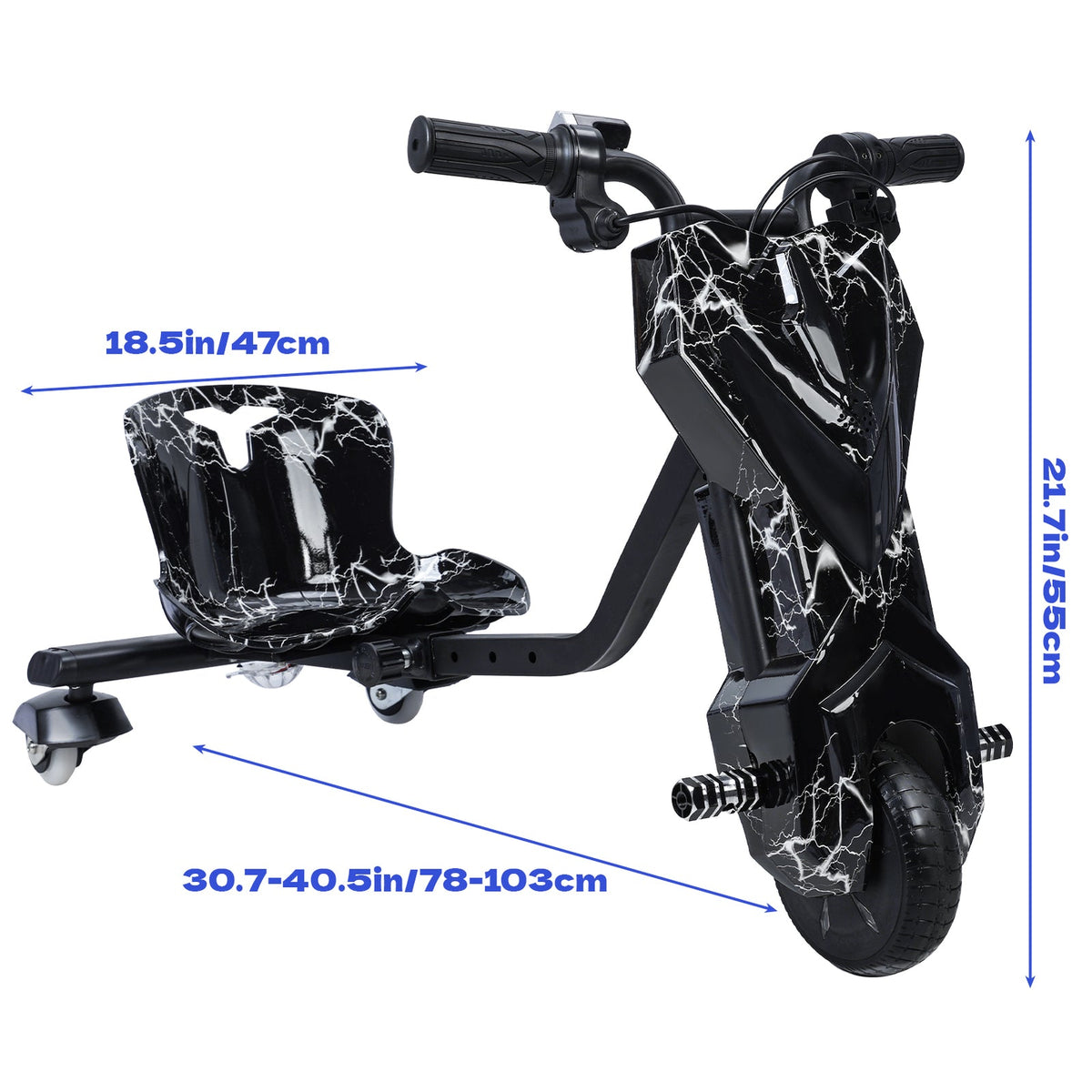 Kids Ride-On Drift Tricycle with Large Wheels for Ages 8 and Up