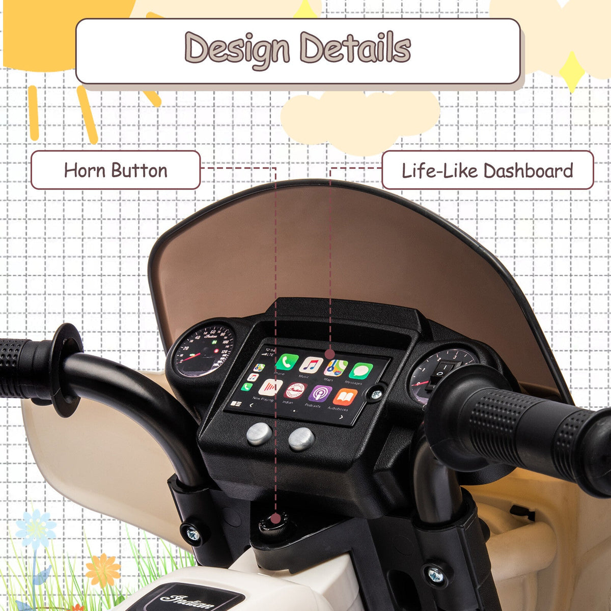 6V Electric Kids Ride-On Dirt Bike with USB AUX Music and Headlight