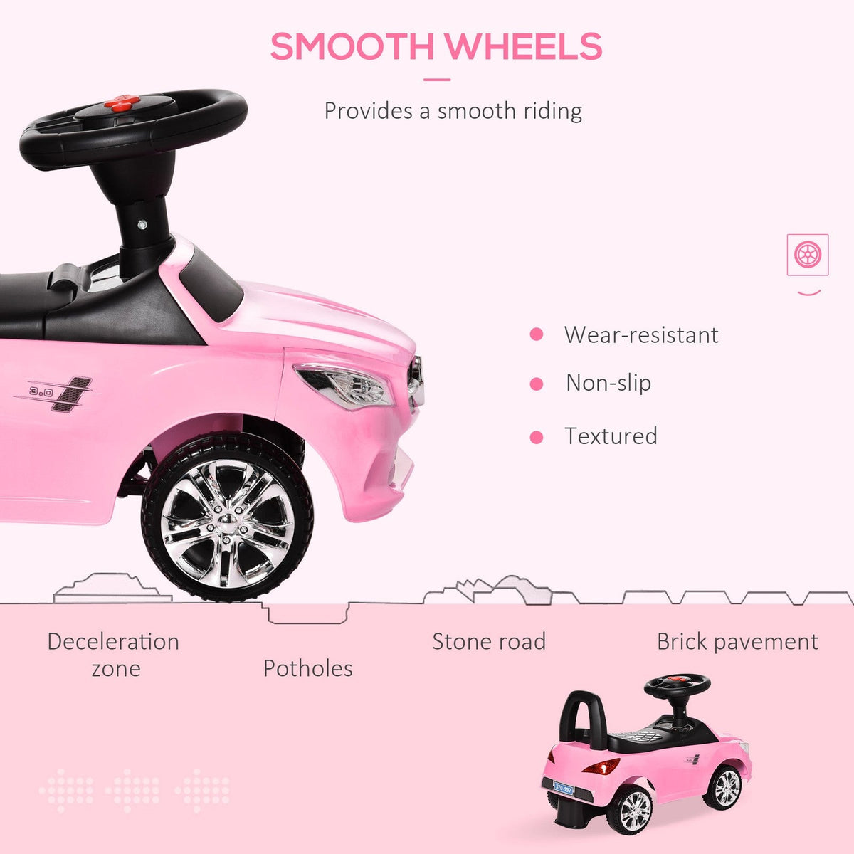 Red Baby Ride-On Sliding Car with Horn, Music, Lights, and Storage – No Power Needed