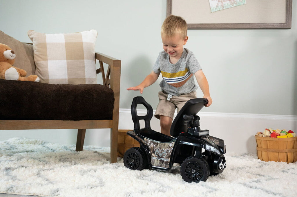 Camo Ride-On Toy Car with Seat, Storage Compartment, and 3 Animal Sounds for 18-36 Months