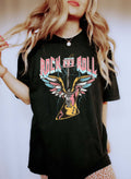 Rock And Roll Colorful Guitar Graphic Artwork Printed On Premium Comfort Colors Tee