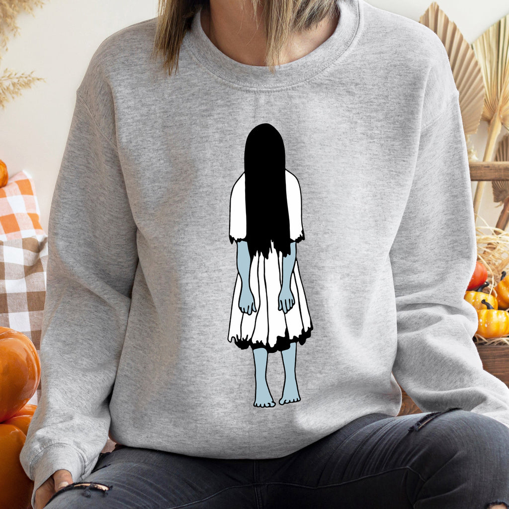 Samara Vintage Halloween Haunted Portrait Print Ultra Cozy Cotton Blend Sweatshirt