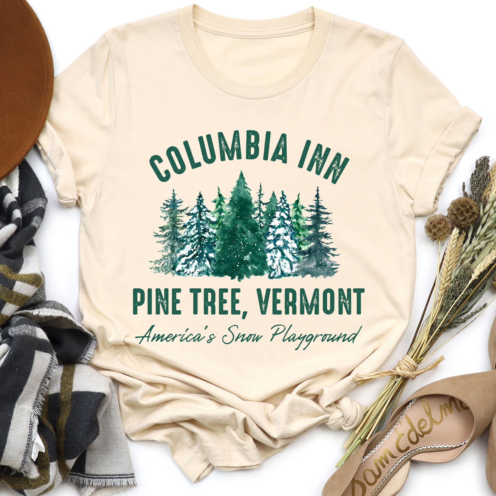 Columbia Inn White Christmas Movie Classic Musical Showtune Nostalgia Holiday Film Graphic Tee