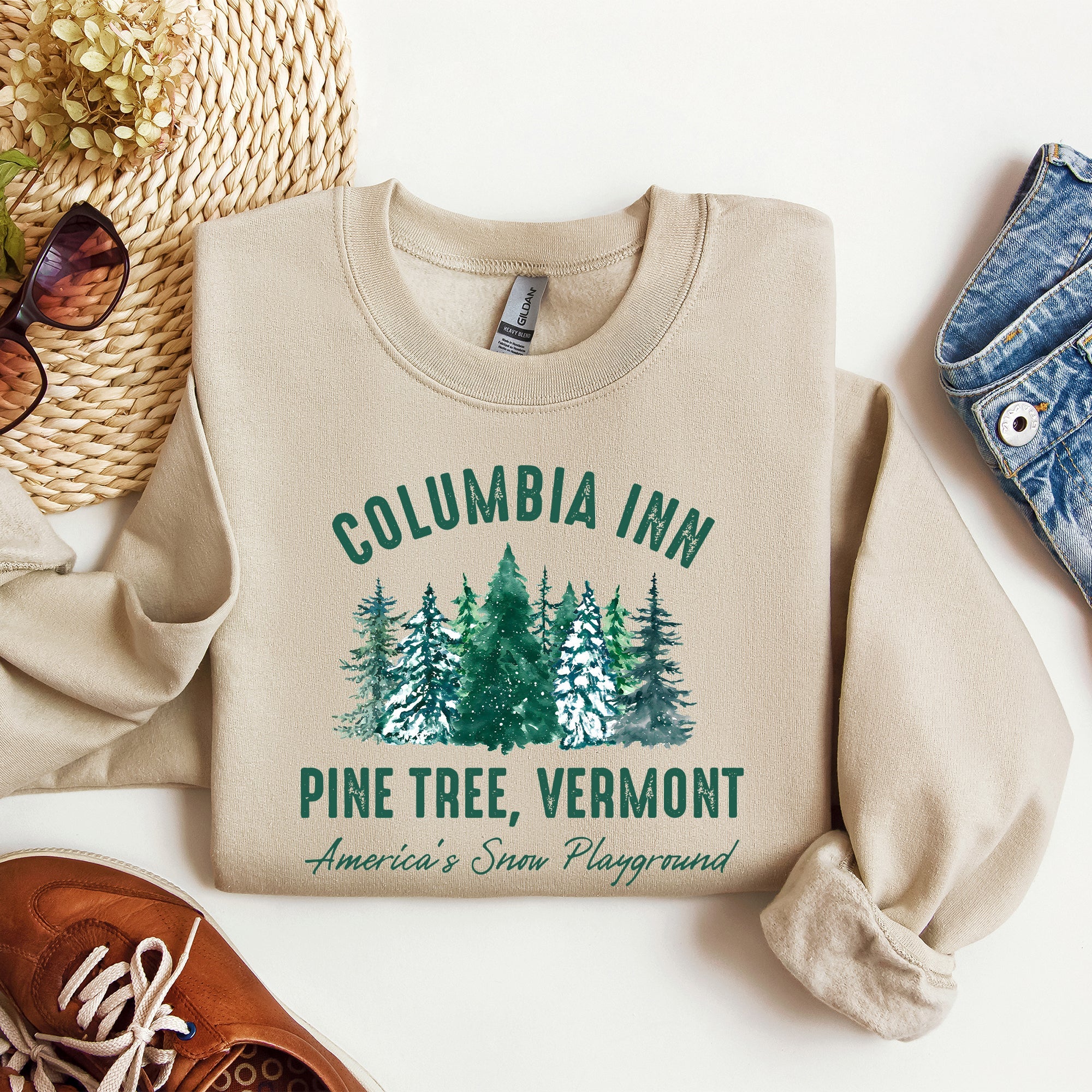 Columbia Inn White Christmas Movie Classic Musical Cozy Vintage Inspired Sweatshirt