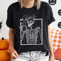Skeleton And Coffee Retro Halloween Comfort Colors Tee