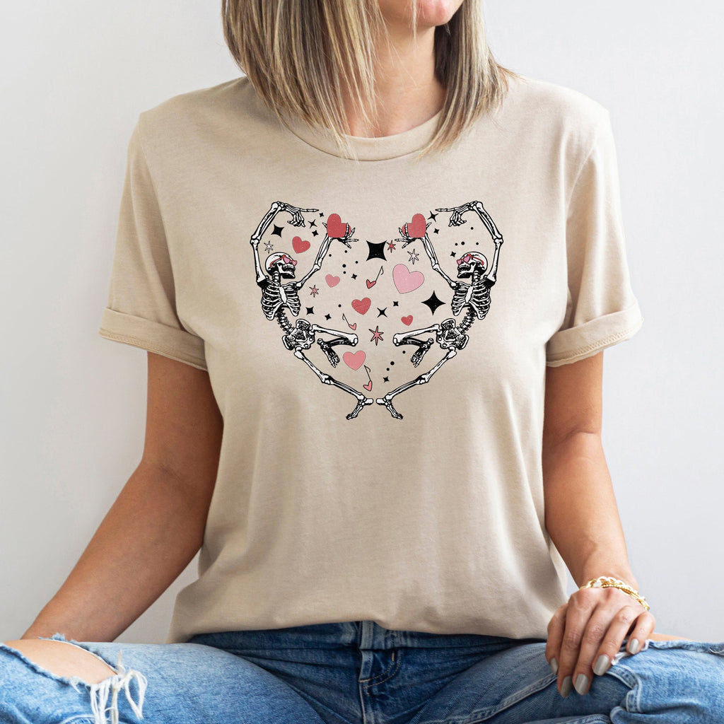 Dancing Skeletons With Heart Valentine's Day Theme For Lovers Forever And Always Love Graphic Tee