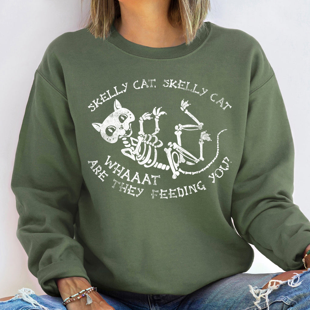 Skelly Cat Halloween Sweatshirt