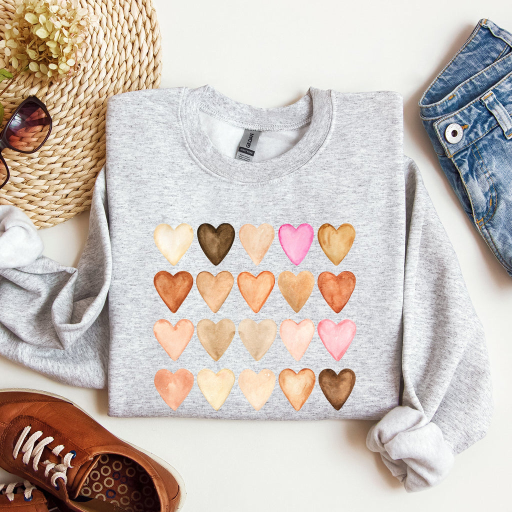 Skin Tone Hearts Multicultural Valentines Day Inclusive Love For Every Skin Tone Sweatshirt