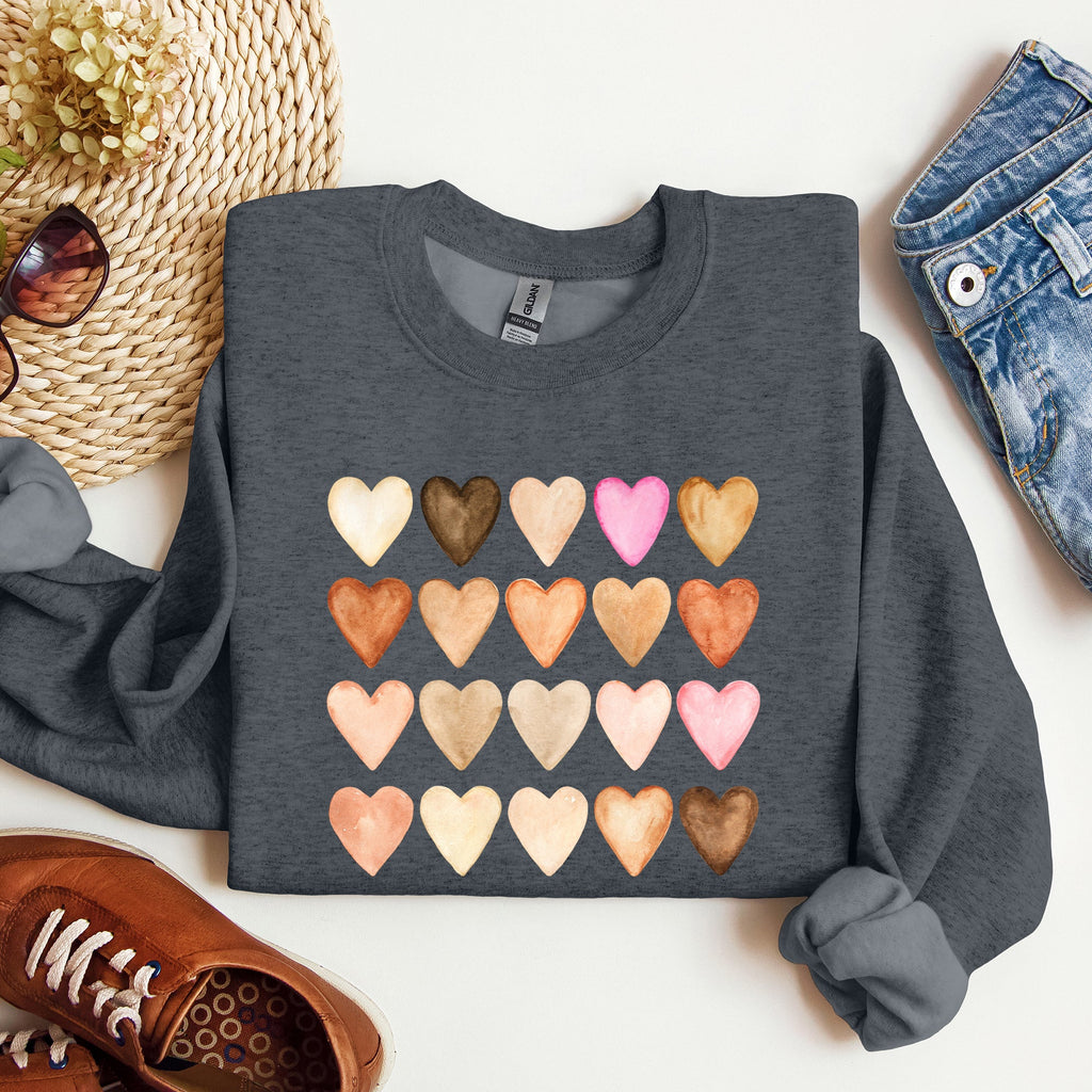 Skin Tone Hearts Multicultural Valentines Day Inclusive Love For Every Skin Tone Sweatshirt
