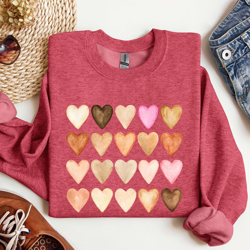 Skin Tone Hearts Multicultural Valentines Day Inclusive Love For Every Skin Tone Sweatshirt