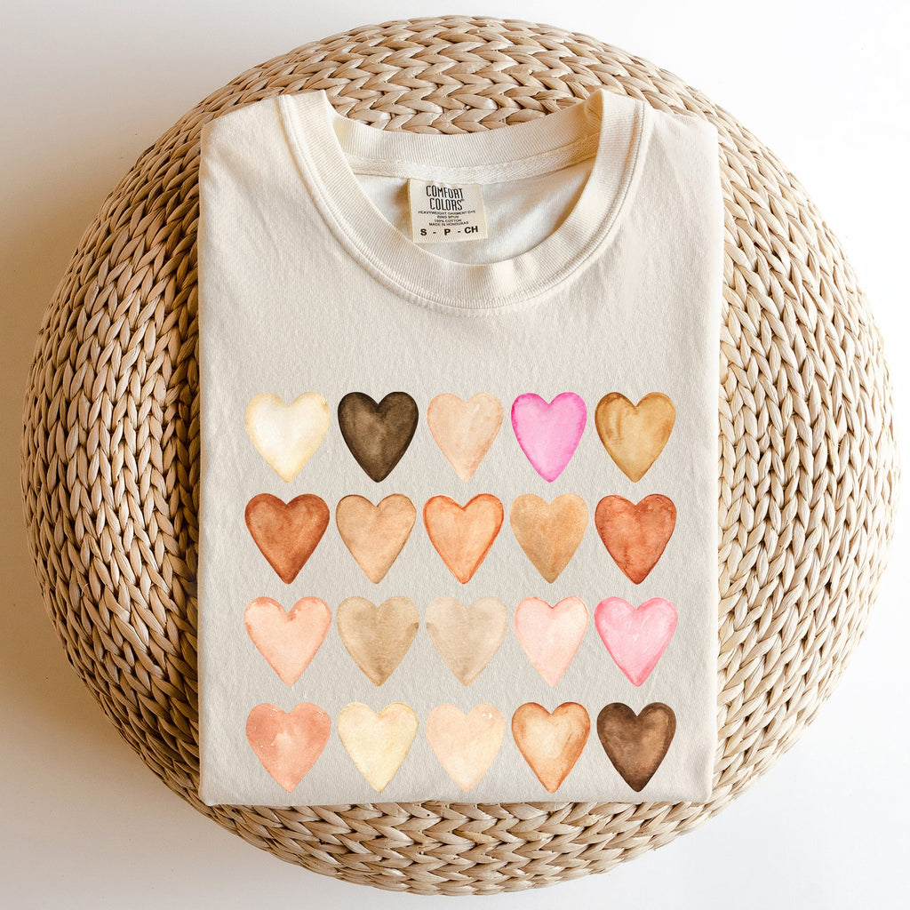 Skin Tone Hearts, Multicultural Love Theme For Valentine's Day Comfort Colors Tee