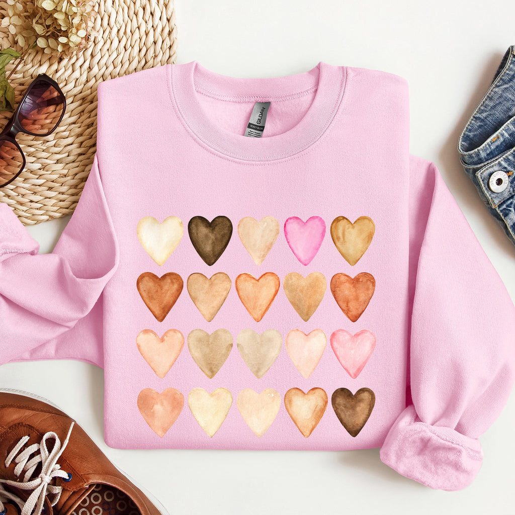 Skin Tone Hearts Multicultural Valentines Day Inclusive Love For Every Skin Tone Sweatshirt