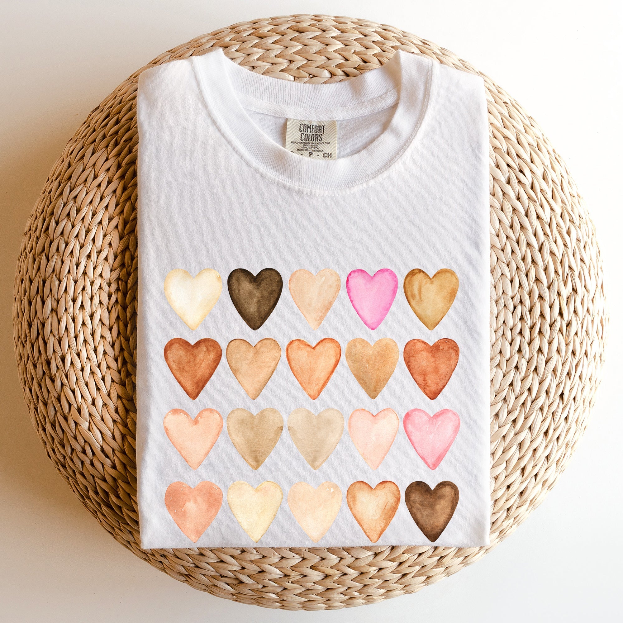 Skin Tone Hearts, Multicultural Love Theme For Valentine's Day Comfort Colors Tee