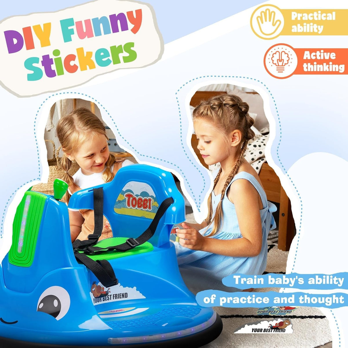 12V Electric Snail Baby Bumper Car Ride-On Toy with Remote Control for Kids
